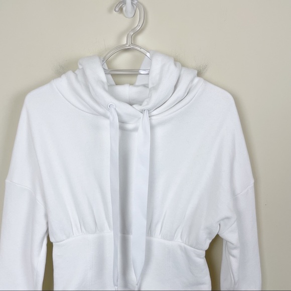 Carbon38 White Lace Up Corset Hoodie French Terry Sweatshirt Size Small - Picture 3 of 13